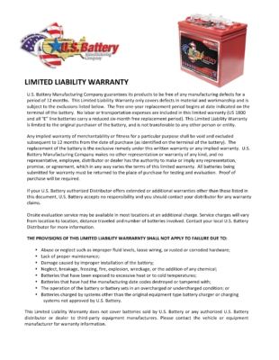 Warranty Statement