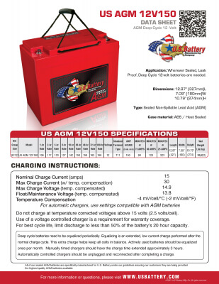 US AGM 12V150 | 12-Volt