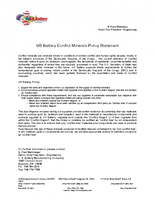 CONFLICT MINERALS POLICY STATEMENT