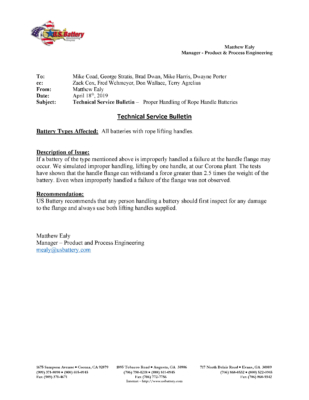 Technical Service Bulletin -Rope Handles